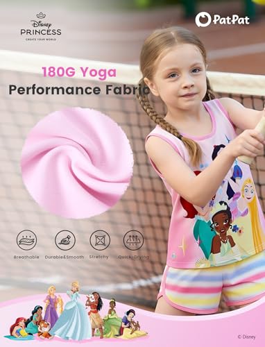 Image of Disney Stitch丨 Frozen丨 Minnie Mouse丨Princess丨Winnie Tank Top+Dolphin Shorts Girls Outfits Workout Athletic Set Summer