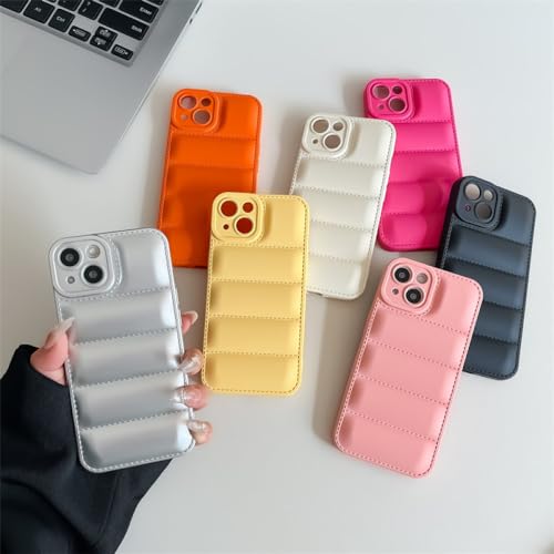 NOBAA The Puffer Liquid Silicone Shockproof Case For iPhone 15 14 13 12 11 Pro X XS XR Max 8 7 Plus SE Down Jacket Bumper Cover,Rose,For 8Plus,7Plus