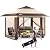 CROWN SHADES 16x16 Pop up Gazebo with Mosquito Nettings, Patented Center Lock 6-Sided Portable Gazebo, 300D Silver-Coated Fabric UV Resistant, Pop Up Canopy Tent for Patio, Party, Beige&Coffee