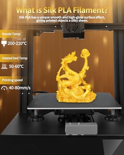 Image of LANDU Silk PLA Filament 1.75mm Gold 1KG, 3D Printer Filament Dimensional Accuracy + /- 0.02mm, 1kg Cardboard Spool(2.2lbs), Neatly Wound 3D Printing Filament Fits for Most FFF 3D Printers, Gold