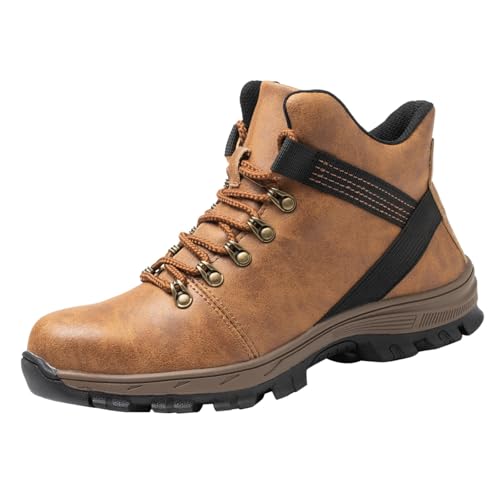 Generisch Zapatos de protección para el trabajo para hombre, de piel, resistentes al agua, zapatos deportivos para el tobillo, zapatillas altas para exteriores, zapatos urbanos de invierno, botas de