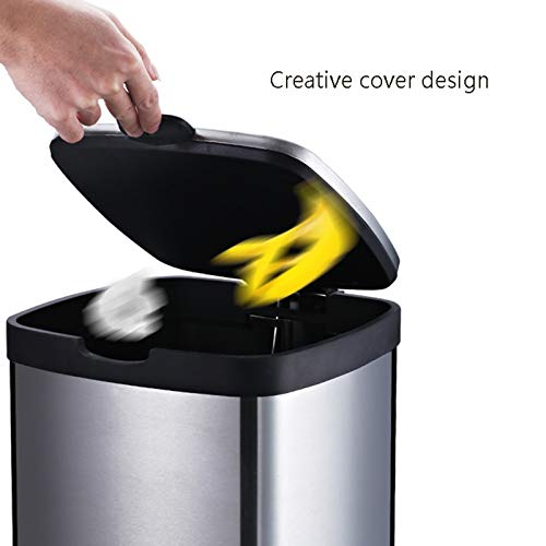 BOGDTF Mülleimer und Abfalleimer für Recycling, einfach, mit großem Fassungsvermögen, aus Edelstahl, mit Deckel und Fußpedal für Küche, Büro, Haus und Büro – Bild 8