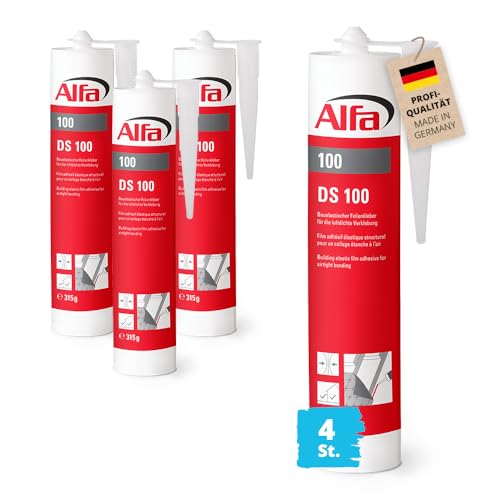 4x Alfa Folienkleber 315 g Profi-Qualität Dichtkleber Spezialklebstoff Kartusche Kleber Klebstoff Dampfbremsfolien Dampfbremse Dampfsperre Fenster Fensteranschlussbänder
