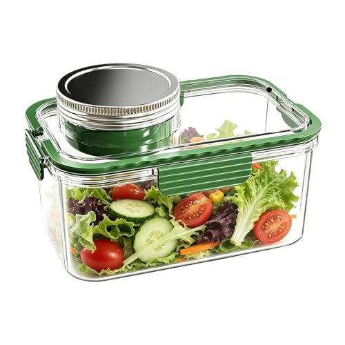 Tarro de Ensalada Portátil - Caja Almuerzo con Taza de Salsa | Contenedor de Conservación de Alimentos Herméticos,Para Vegetarianos Hombres Estudiantes Viajeros Personas En Dieta Oficina Picnic Voy