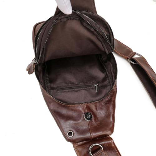 Genuine Leather Sling Bag Shoulder Chest Crossboby Bag Unisex Outdoor Waterproof Casual Daypack (black)4