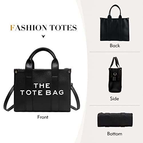 Jqalimovv Tote Bag For Women, Trendy Leather Tote Bag Small Personalized Top Handle Crossbody Handbags For Work Travel (Black) #TOP5