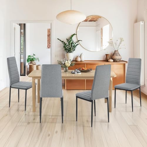 Catálogo para Comprar On-line Comedor Cuadrado 4 Sillas de esta semana. 44 HOMEMAKE FURNITURESet De 4 Sillas para Comedor Modernas con Asiento Acolchado, Sillas de Respaldo Alto Diseño Simple sin Apoyabrazos Aptas para Mesas de Comedor, Gris
