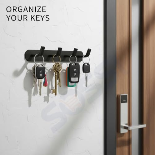 Image of SOSSI 4-Pin Wall Hooks for Hanging Cloth and Towel Hangers for Wall Hooks, Door Hangers, Hook Rail, Pack of 1 (Matt Black)