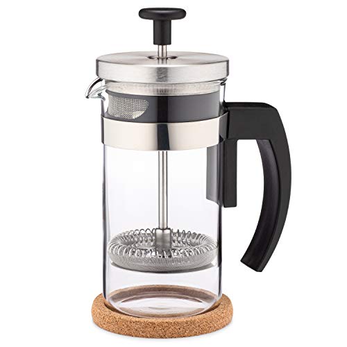 Brillante Small French Press Coffee Maker with 12 Ounce Glass Beaker - Single