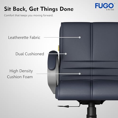 Image of FUGO FG235 with 3 Years Warranty Ergonomic Medium Back Office Chair with Adjustable Height, Cushioned Back&Seat, Tilting Mechanism, Heavy-Duty Metal Base, Perfect for Work, Study and Office (Grey)