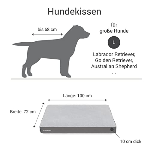 Doctor Bark Hundekissen Große Hunde Waschbar - Hundebett Weich Flauschig - Strapazierfähiges Kuscheliges Liegekissen - GreenLabel (L - 100x72 cm, Grau)