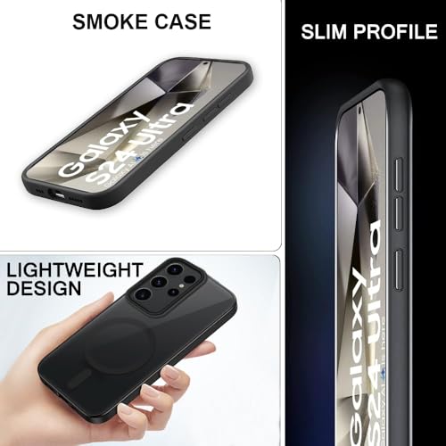 Image of SIZUKA Samsung S24 Ultra Magsafe Hard Back Case | Matte Design & 360 Protection | Military-Grade Samsung S24 Ultra Cover | Strong Magnet Back - Black