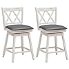 COSTWAY Bar Stool Set of 2, 360° Swivel Counter Height 25inch Bar Stool with Foot Rest Upholstered Cushion & Ergonomic Backrest, Sturdy Frame, for Pub, Restaurant, Home (2, Antique White + Grey) COSTWAY Bar Stool Set of 2, 360° Swivel Counter Height 25inch Bar Stool with Foot Rest Upholstered Cushion & Ergonomic Backrest, Sturdy Frame, for Pub, Restaurant, Home (2, Antique White + Grey)