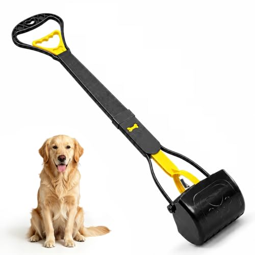 Image of 31inch Large Pooper Scooper for Dogs with Long Handle, Sturdy & Durable, Not Easy to Break, Lightweight & Easy to Use, Easy to Pick Up from Grass and Gravel Yellow