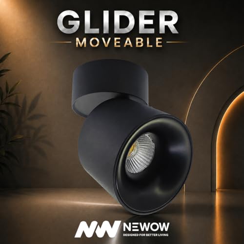Image of NW 18W Glider SF Moveable Black with Black Aluminium 360 Degree Adjustable Cylindrical Shape LED Surface Light | COB Light | Wall Light | Spot Light | Light Color- White (Pack of 1)