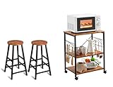 Mr IRONSTONE Kitchen Microwave Cart 3-Tier Kitchen Utility Cart Vintage Rolling Bakers Rack & 27.7'...