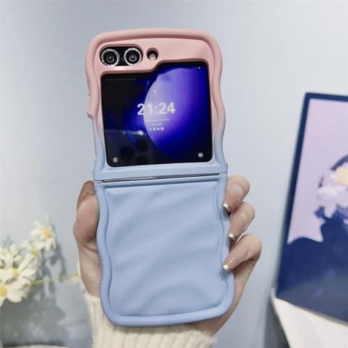 Coque Samsung Galaxy Z Flip 5 4 Zflip3 protection TPU souple rose bleu ondulée