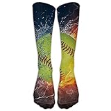 FUNINDIY Fire Softball Socks for Men Football Socks Youth Boys Soccer Socks Long Socks for Runing Athletic Travel Work