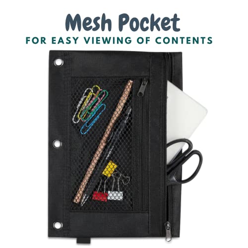 1Intheoffice Pencil Pouch 3 Ring, Black, Pencil Pouch For 3 Ring Binder 2 Pack (Canvas Black) #TOP3