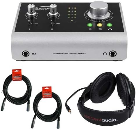 Audient iD14 High Performance USB Audio Interface with R100 Stereo Headphones (Black) and 20' XLR Calble