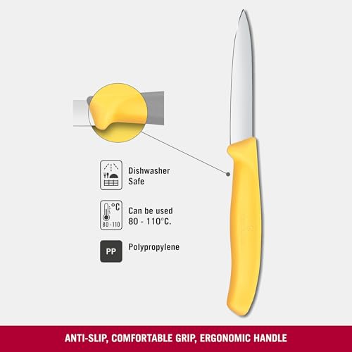 Image of Victorinox Swiss Made Stainless Steel Swiss Classic Paring Knife, Straight Edge, Kitchen Tool, Kitchen Item, 8 cm, Yellow, 6.7608.C1
