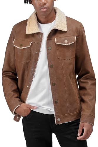 Image of X-Ray Men's Slim Fit Faux-Leather Moto Jacket with Removable Hood