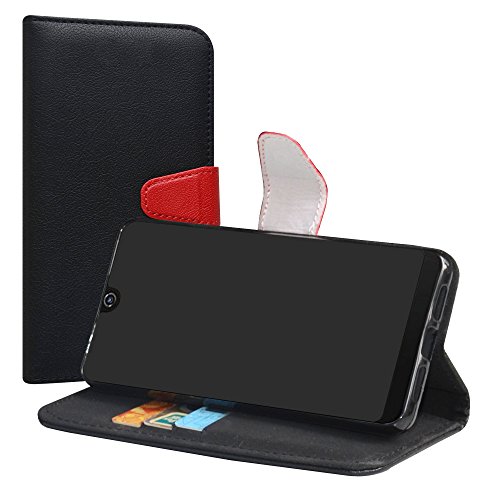 LiuShan Wiko View 2 Pro Coque, PU Cuir Wallet Portefeuille Supporter avec Carte de Crédit Fentes Housse Coque pour Wiko View 2 Pro Smartphone (4 en 1 Cadeau emballé),Noir