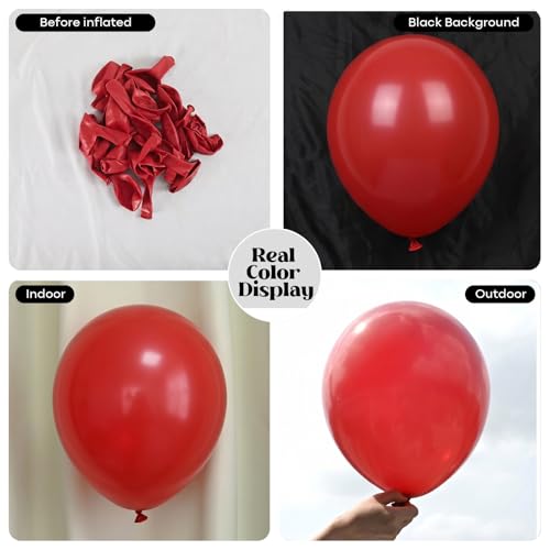 Image of Togvu Red Balloons, 50Pack 12 Inch Matte Red Latex Party Balloons for Valentine's Day Anniversary Cherry Birthday Graduation Casino Patriotic Party Decorations