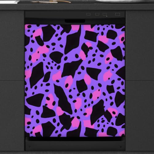 Cubierta magnética para lavavajillas morada geométrica de 53,3 x 66 cm reutilizable