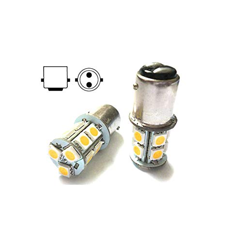 2 Lampade Led Barca BA15D Bianco Caldo 12V 24V 3W