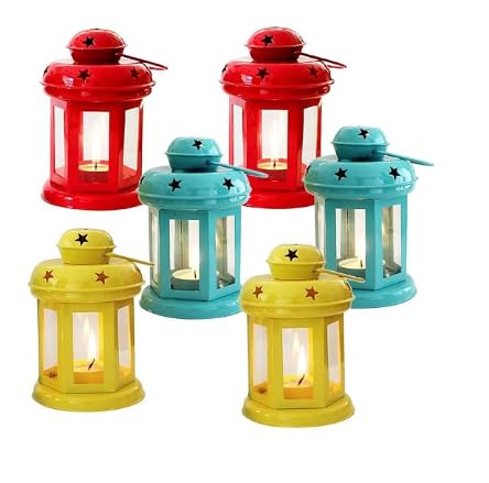 I.K. Internatioan, Decorative Hanging Lantern/Lamp with t-Light Candle, Set of 6
