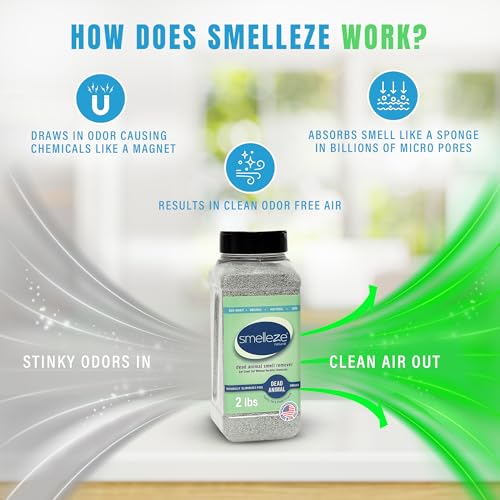 Image of SMELLEZE Dead Animal Odor Removal Granules - 2 lb Bottle | Eliminate Dead Rat, Mice, Squirrel, Chipmunk, Raccoon & Bat Smell. Safe for Indoor & Outdoor Use