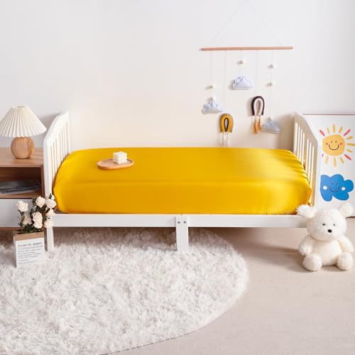Satin Crib Sheet for Boys Girls, Fitted Crib Sheet for Standard Crib and Toddler Mattress, Super Soft Baby Sheet 28