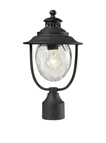 ELK 45042/1 Searsport 1-Light Outdoor Post Mount with Water Glass Diffuser, 8 by 15-Inch, Weathered Charcoal Finish