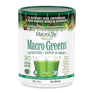 MacroLife Naturals Macro Greens Powder – 38 Superfood Mineral, Enzyme, Antioxidant & Herbal Blend – Plant-Based – Dairy-Free (850g (Pack of 1), Super Greens)