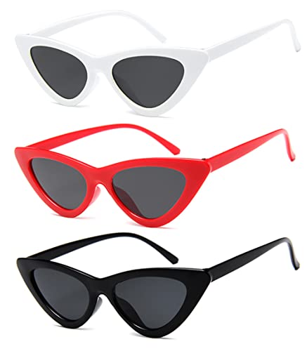 Unning Cateye Sonnenbrille Set Damen,Vintage Katzenaugen Sonnenbrillen Neon Lustige Brillen für Damen Frauen