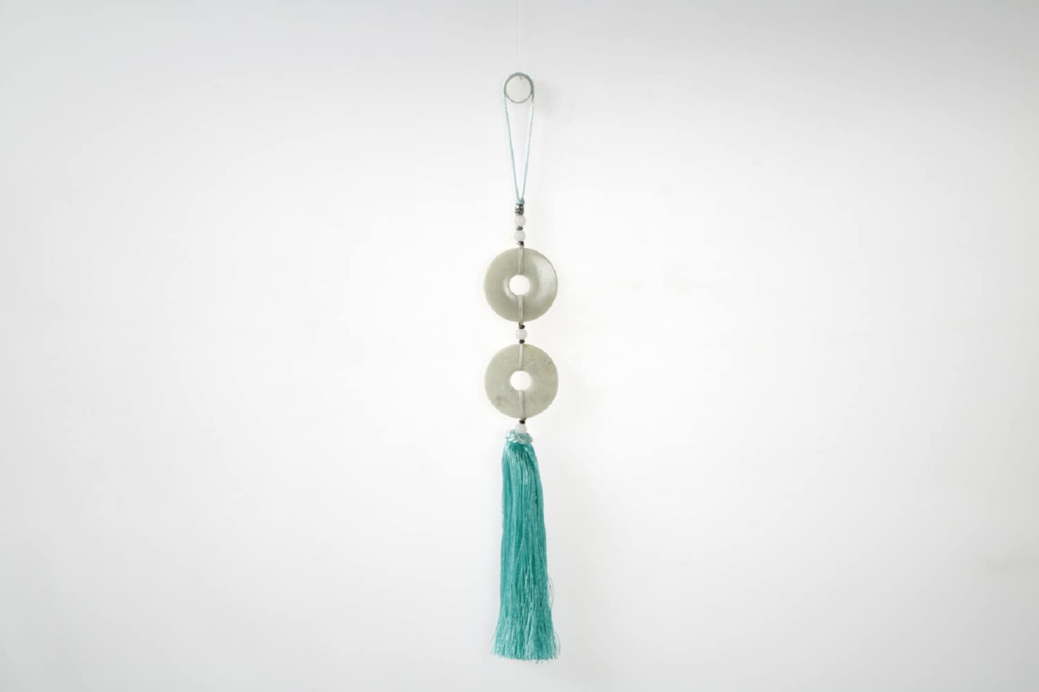 Artissance AM8158-TQ Hanging Decorative Jade, 20 Inch Tall, Turquoise Tassels