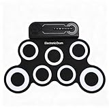 Julihai Batería Electrónica, Material de Silicona, Portátil con Batería de 600mAh, Altavoz Incorporado y 7 Almohadillas para Práctica Musical de Niños y Adultos