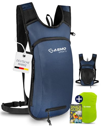 SASMO® Fahrradrucksack klein 6L (Blau) - Thermofach & Helmnetz | MTB Rucksack & Skirucksack - Ultraleicht 350g | Fahrrad Rucksack wasserdicht - inkl. Regenschutz | Fahrradrucksack Herren & Damen