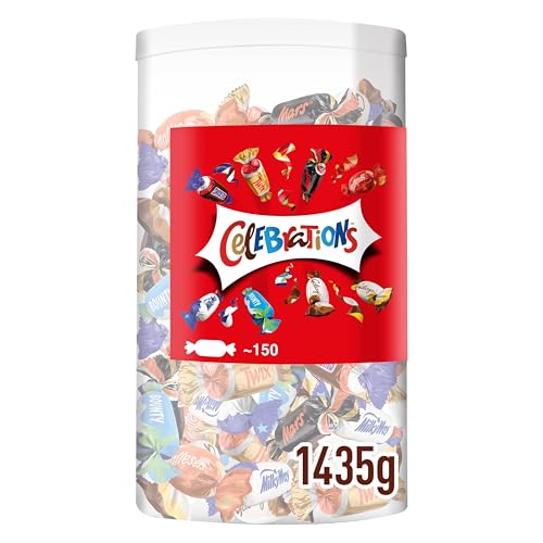 Celebrations Milk Chocolate Gift Box of Mini Chocolates & Biscuit Bars Tube (Maltesers Galaxy Snickers & More) 1435g