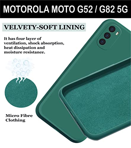 Image of A rtistque Liquid TPU Silicone Matte Shockproof Flexible with Camera Protection Soft Back Cover Case for Motorola Moto G52 / G82 5G - Green
