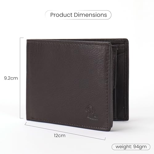Image of KARA Brown Men's Genuine Leather Wallet - Bifold, 2 Cash Compartments, Coin Pocket, 10+ Card Slots, Hidden & Transparent Flip Sections