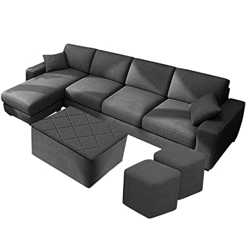 Image of CASASTYLE Adonoy 8 Seater LHS L Shape Fabric Sofa Set (Grey)