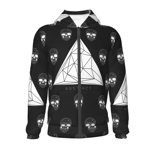 Polygonal Modern Crystal Skull Kid Hoodies Boys Zip Up Sweatshirts Girls Pullover with Pocket2
