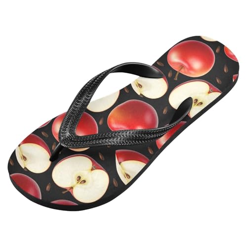 Red Fruits Black Flip Flops for Beach Thong Sandals Anti-slip Lightweight Shower Shoes for Indoor Outdoor House2