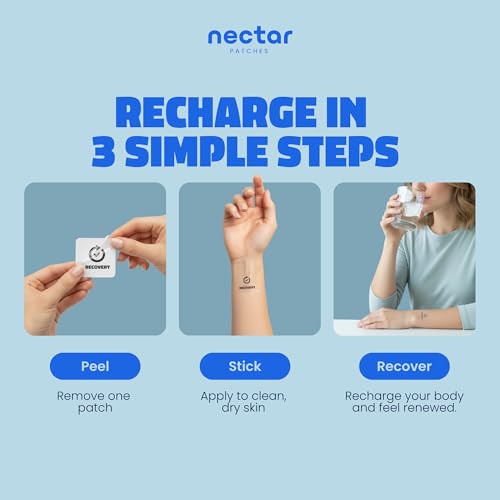 Image of Nectar Recovery Patches | Replenishment & Hydration Support with L-Theanine & Milk Thistle | Night Out Recovery for Adults, Travel-Friendly Vitamin Patch Kit | Party Kit Supplies | 10 Count