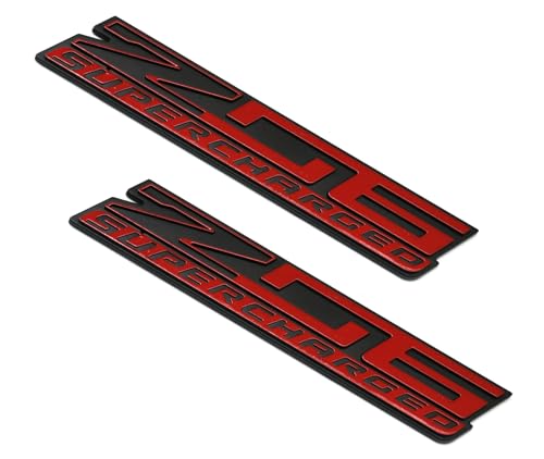 Image of 2Pcs New Z06 Blown Supercharged Engine Emblems 3D Badges Nameplate Compatible with Chevy Corvette (Black Red)