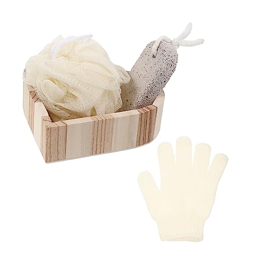 Guantes de baño y pómez Healeved set de caja exfoliante corporal para piel seca