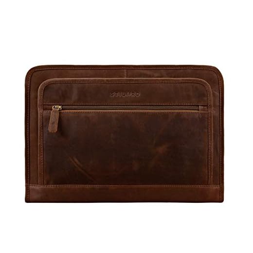 STILORD 'Maximilian' Bolsa de Portátil 13,3' Portadocumentos Portafolios o Maletín de Cuero Carpeta Conferencia de Trabajo o Negocios para Mujer y Hombre, Color:marrón - Medio