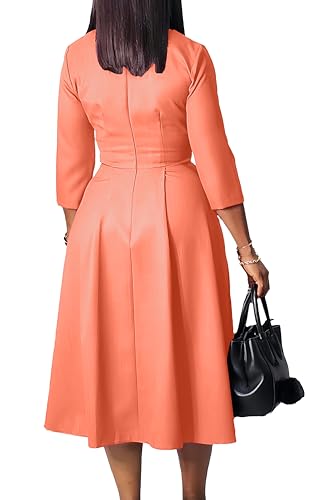 Wear to Work Midi Dress for Women Business Casual A-line Dress Elegance Church Outfits2